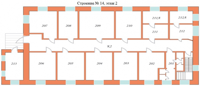 Поэтажный план - ул. Рябиновая, дом 47, Строение 14, 2 этаж