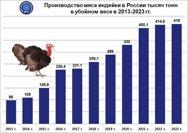 Производство индейки в РФ в 2023 году