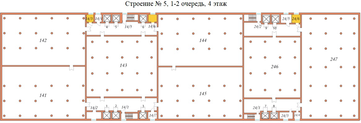 Поэтажный план строений холодильно-складского комплекса ОАО «Мосхладокомбинат №14», ул. Рябиновая, дом 47, Cтроение №5, очередь 1-2.