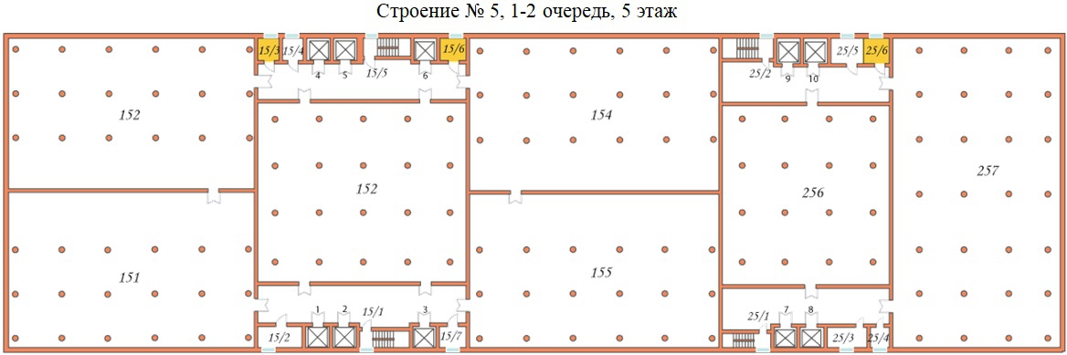 Поэтажный план строений холодильно-складского комплекса ОАО «Мосхладокомбинат №14», ул. Рябиновая, дом 47, Cтроение №5, очередь 1-2.