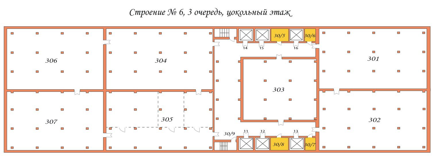 Поэтажный план: Строение №6, очередь 3, цокольный этаж