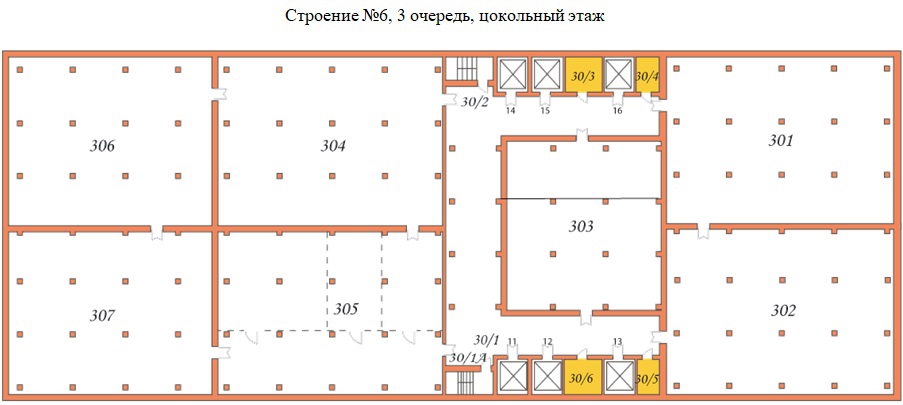 Поэтажный план строений холодильно-складского комплекса ОАО «Мосхладокомбинат №14», ул. Рябиновая, дом 47, Строение №6, очередь 3