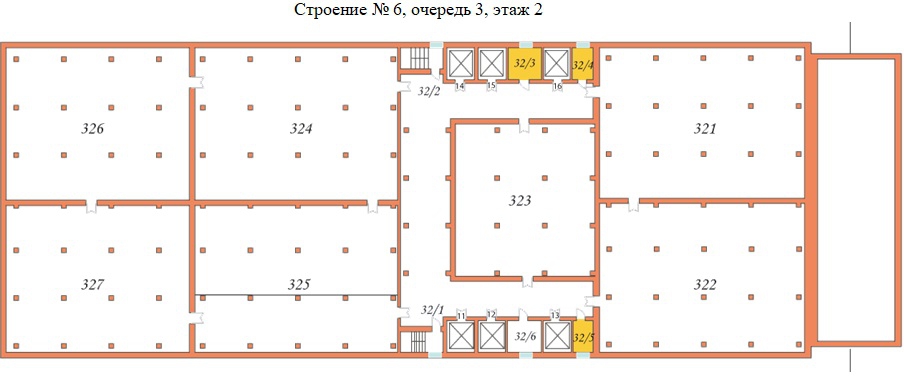 Поэтажный план строений холодильно-складского комплекса ОАО «Мосхладокомбинат №14», ул. Рябиновая, дом 47, Строение №6, очередь 3